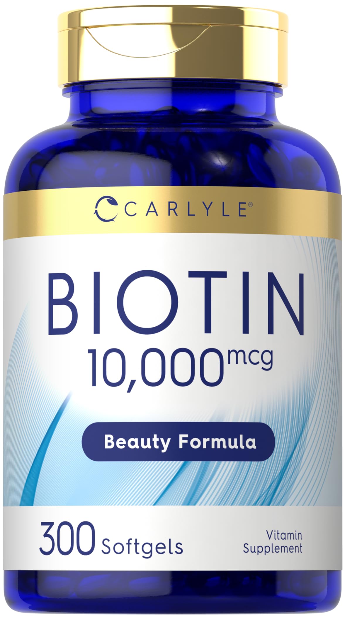 Carlyle Biotin 10000mcg | 300 Softgels | Max Strength | Non-GMO, Gluten Free Supplement