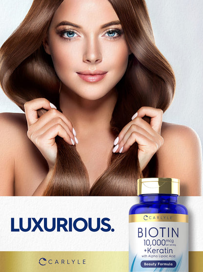 Carlyle Biotin 10000mcg | 150 Caps | Keratin Beauty Formula | Non-GMO