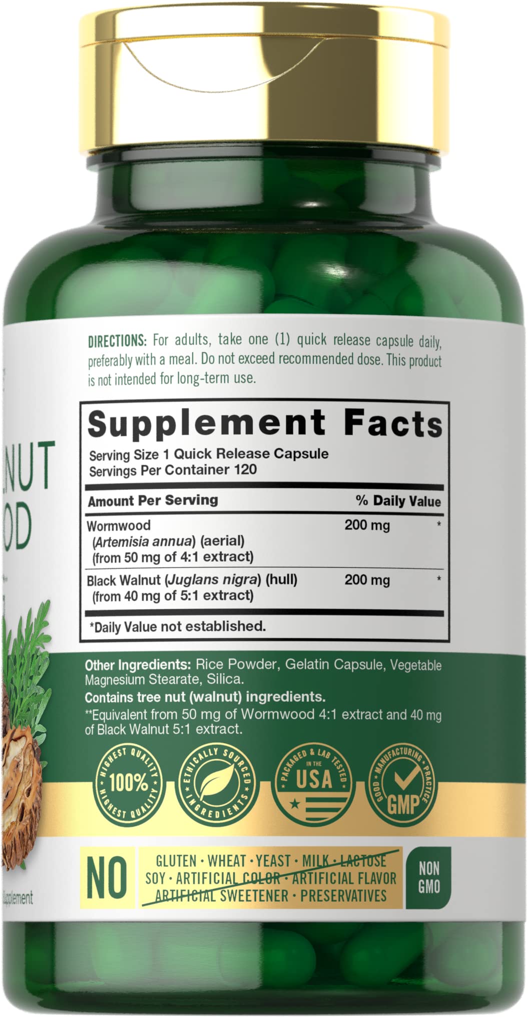 Carlyle Black Walnut Wormwood 120 Capsules | Non-GMO, Gluten Free