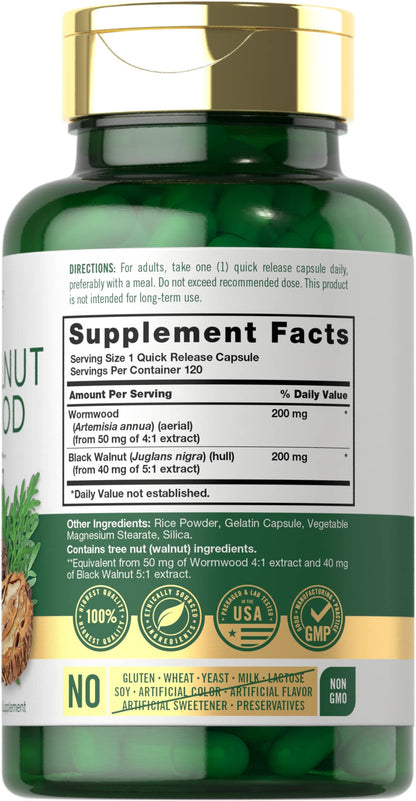 Carlyle Black Walnut Wormwood 120 Capsules | Non-GMO, Gluten Free