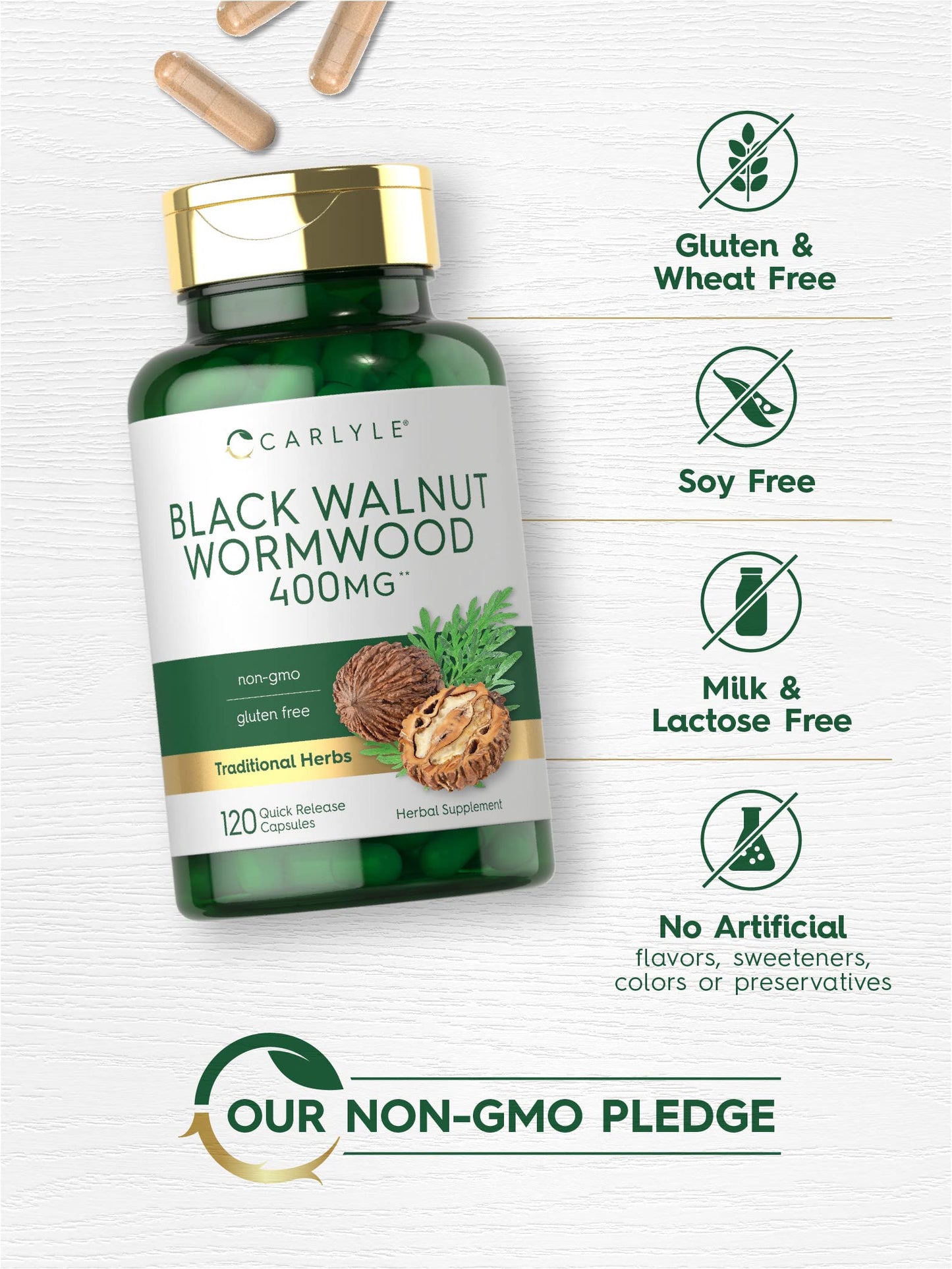Carlyle Black Walnut Wormwood 120 Capsules | Non-GMO, Gluten Free