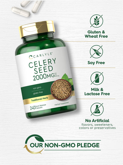 Carlyle Celery Seed Extract Capsules - 2000mg, 240 Count | Non-GMO & Gluten Free