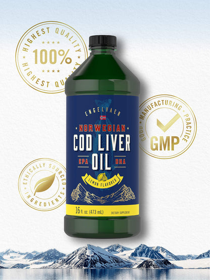 Carlyle Cod Liver Oil Liquid Lemon | 16 oz x3 Bottles | Norwegian, Gluten Free, Non-GMO