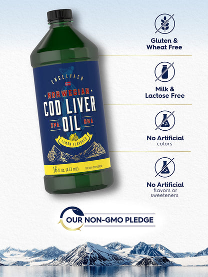 Carlyle Cod Liver Oil Liquid Lemon | 16 oz x3 Bottles | Norwegian, Gluten Free, Non-GMO