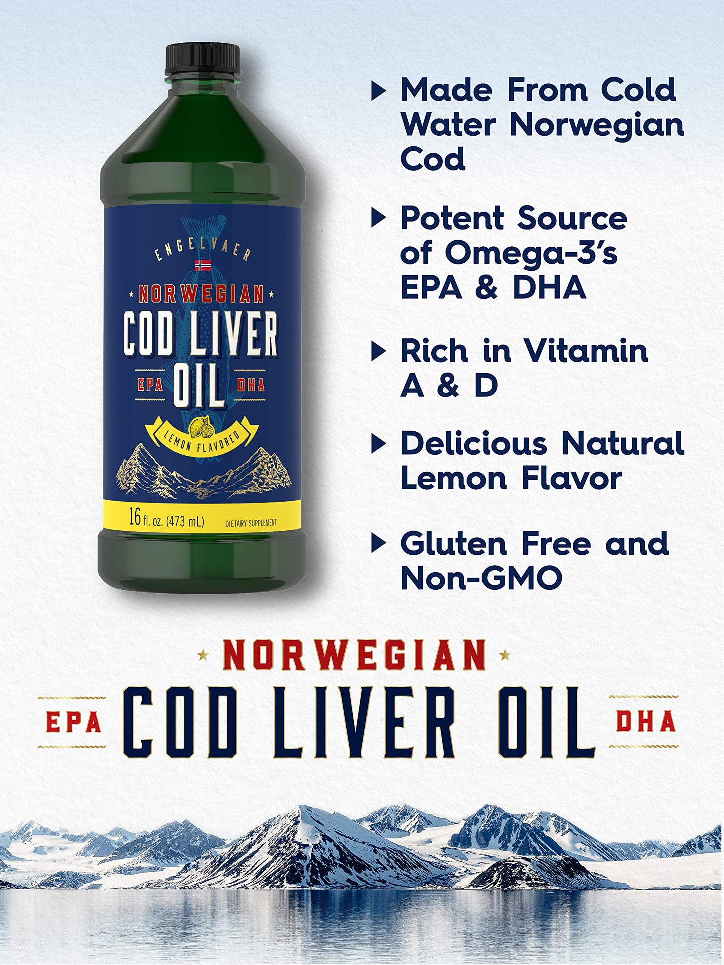 Carlyle Cod Liver Oil Liquid Lemon | 16 oz x3 Bottles | Norwegian, Gluten Free, Non-GMO