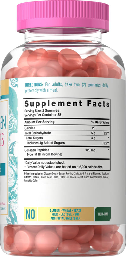 Carlyle Collagen Gummies – Strawberry Beauty Supplement with Type 1 & 3 Hydrolyzed Collagen | Non-GMO & Gluten Free