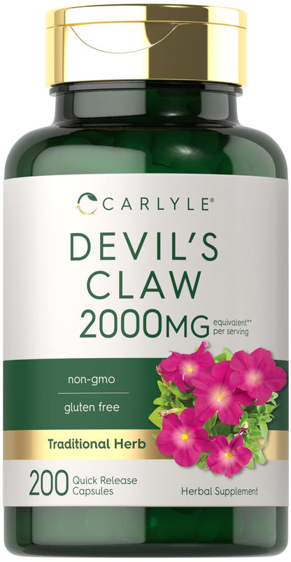 Carlyle Devils Claw 2000 mg | 200 Capsules | Gluten Free & Non-GMO
