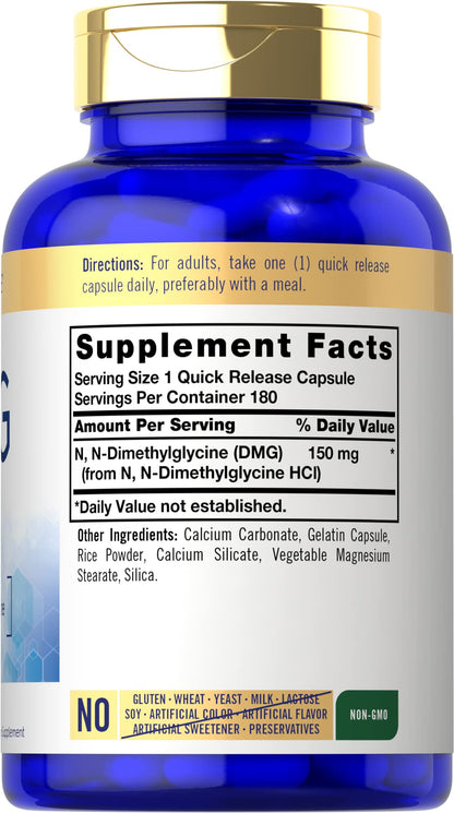 Carlyle DMG Supplement - 150 mg DMG, 180 Capsules | Non-GMO Gluten Free