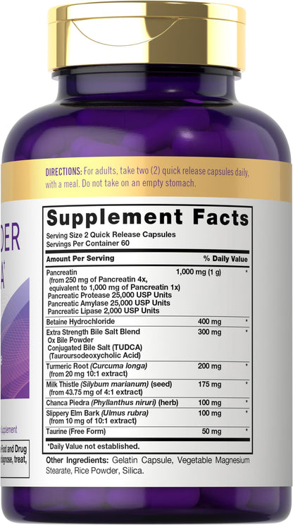 Carlyle Gallbladder Formula Supplement | 120 Capsules | Ox Bile Digestive Enzymes | Non-GMO & Gluten Free