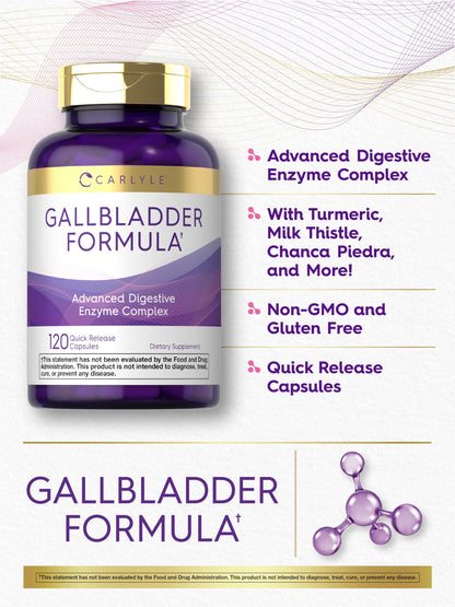 Carlyle Gallbladder Formula Supplement | 120 Capsules | Ox Bile Digestive Enzymes | Non-GMO & Gluten Free