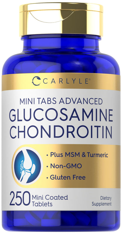 Carlyle Glucosamine Chondroitin MSM 250 Mini Tablets – Advanced Turmeric Formula