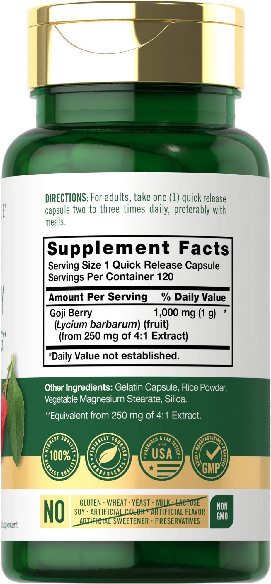 Carlyle Goji Berry 1000mg – 120 Capsules – Non-GMO, Gluten Free