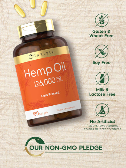 Carlyle Hemp Oil Capsules | 126,000 mg | 180 Softgels | Non-GMO, Gluten Free