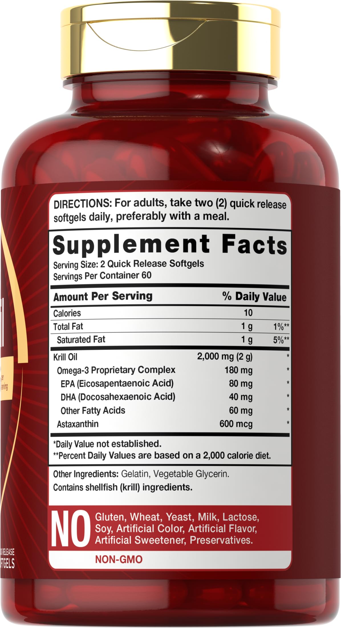 Carlyle Antarctic Krill Oil 2000 mg – 120 Softgels (Pack of 2) | Omega-3 EPA/DHA + Astaxanthin