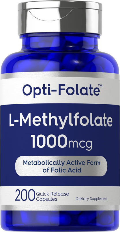 Carlyle L-Methylfolate 1000mcg | 200 Capsules | Opti-Folate – Non-GMO, Gluten Free | 5-MTHF Methyl Folate