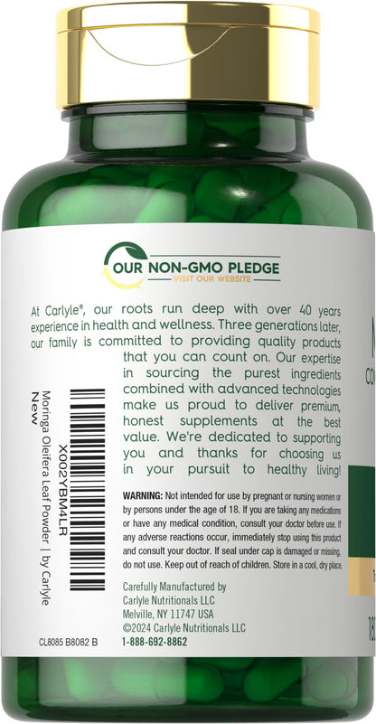 Carlyle Moringa Oleifera 180 Capsules | Non-GMO Gluten Free Green Superfood
