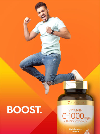 Carlyle Vitamin C 1000mg with Bioflavonoids | 250 Caplets | Vegetarian, Non-GMO, Gluten Free