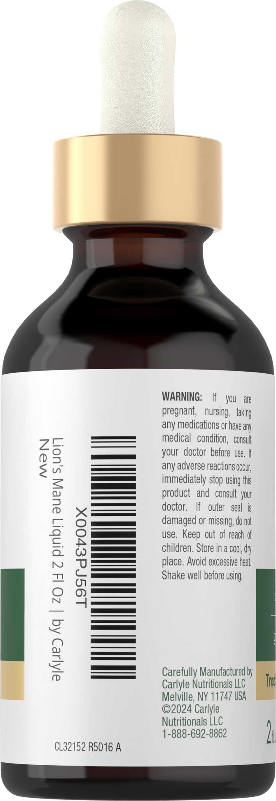 Carlyle Lions Mane Mushroom Supplement | 2 Fl Oz Liquid Extract Tincture | Vegetarian | Non-GMO & Gluten Free