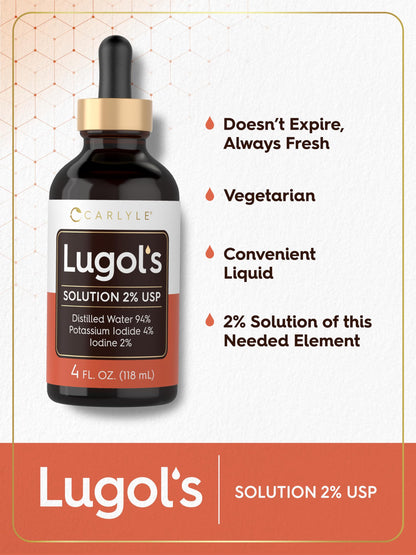 Carlyle Lugols Iodine 2% – 4 fl oz | Potassium Iodide & Iodine Solution Drops