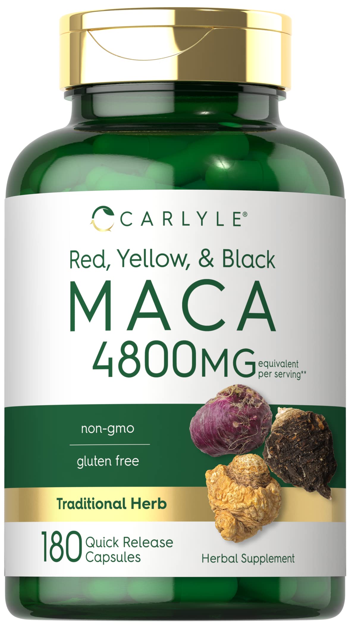 Carlyle Maca Root Capsules for Women & Men – 4800 mg High Potency, 180 Count