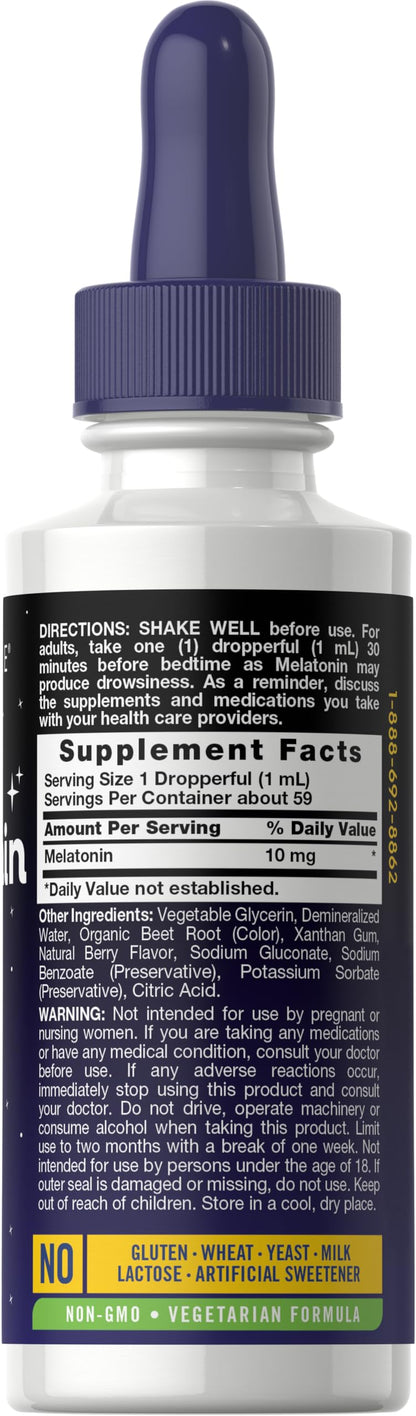 Carlyle Melatonin 10mg Liquid Drops – Berry Flavor, 2 fl oz, Non-GMO, Vegetarian (Pack of 2)