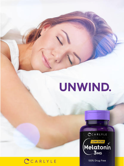 Carlyle Melatonin 3mg – 300 Tablets | Drug-Free, Gluten-Free, Vegetarian