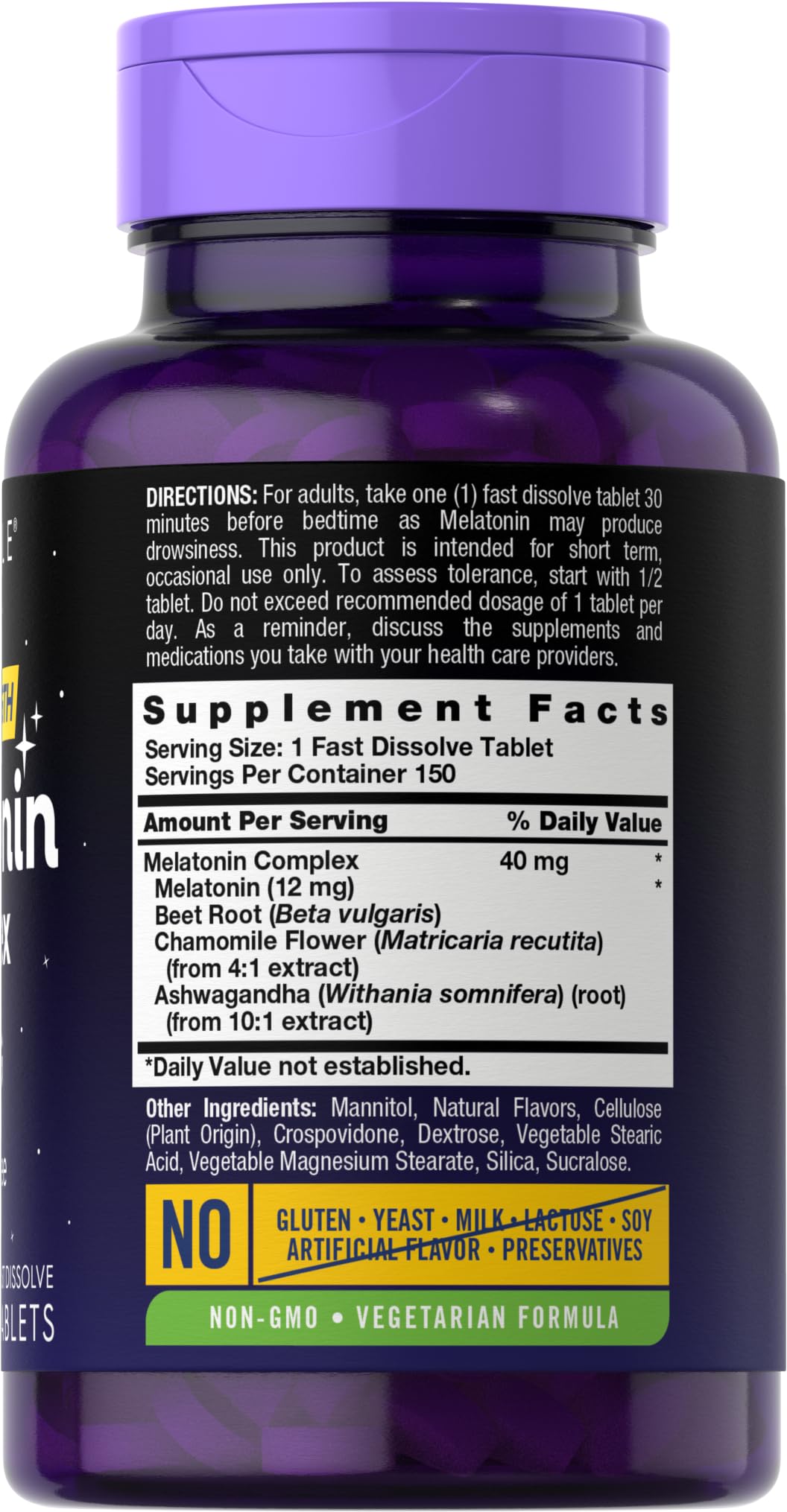 Carlyle Melatonin 40mg Complex – 150 Fast-Dissolve Tablets | Extra Strength