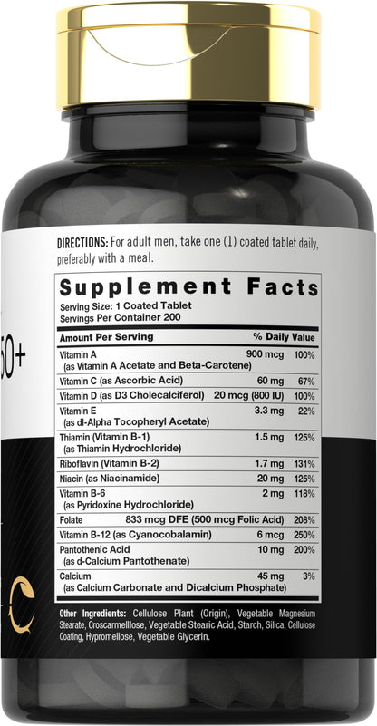 Carlyle Multivitamin for Men 50+ (200 Count) – B Vitamins, Vitamin D, Magnesium & Zinc | Non-GMO & Gluten Free