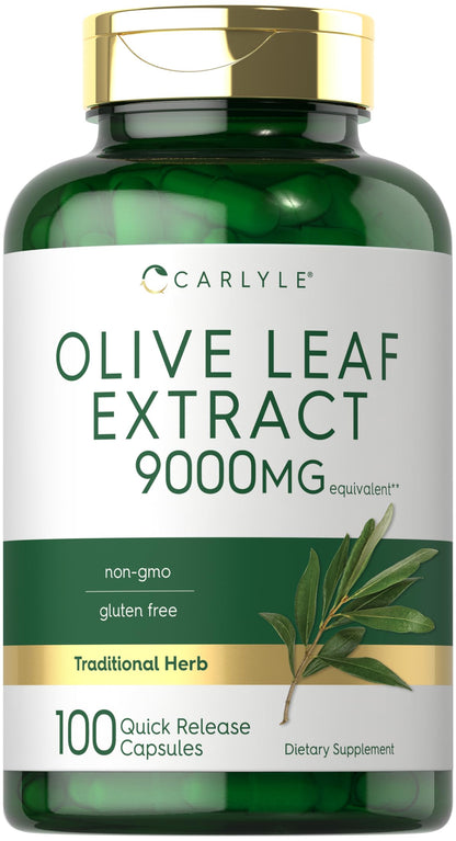 Carlyle Olive Leaf Extract Capsules – 9,000 mg, 100 Count, Non-GMO