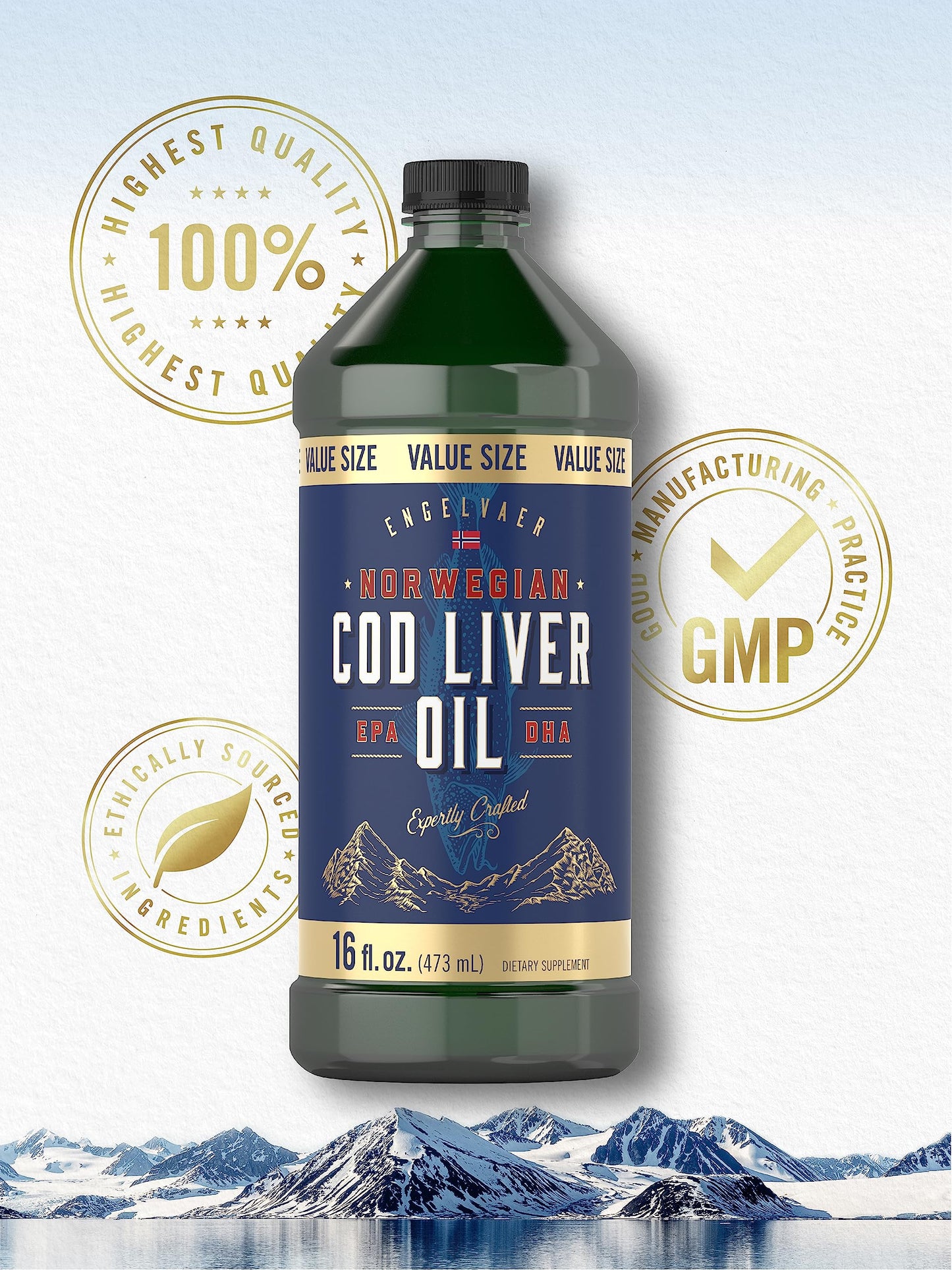 Carlyle Norwegian Cod Liver Oil - 16oz x3 Pack | Unflavored Liquid | Non-GMO & Gluten Free