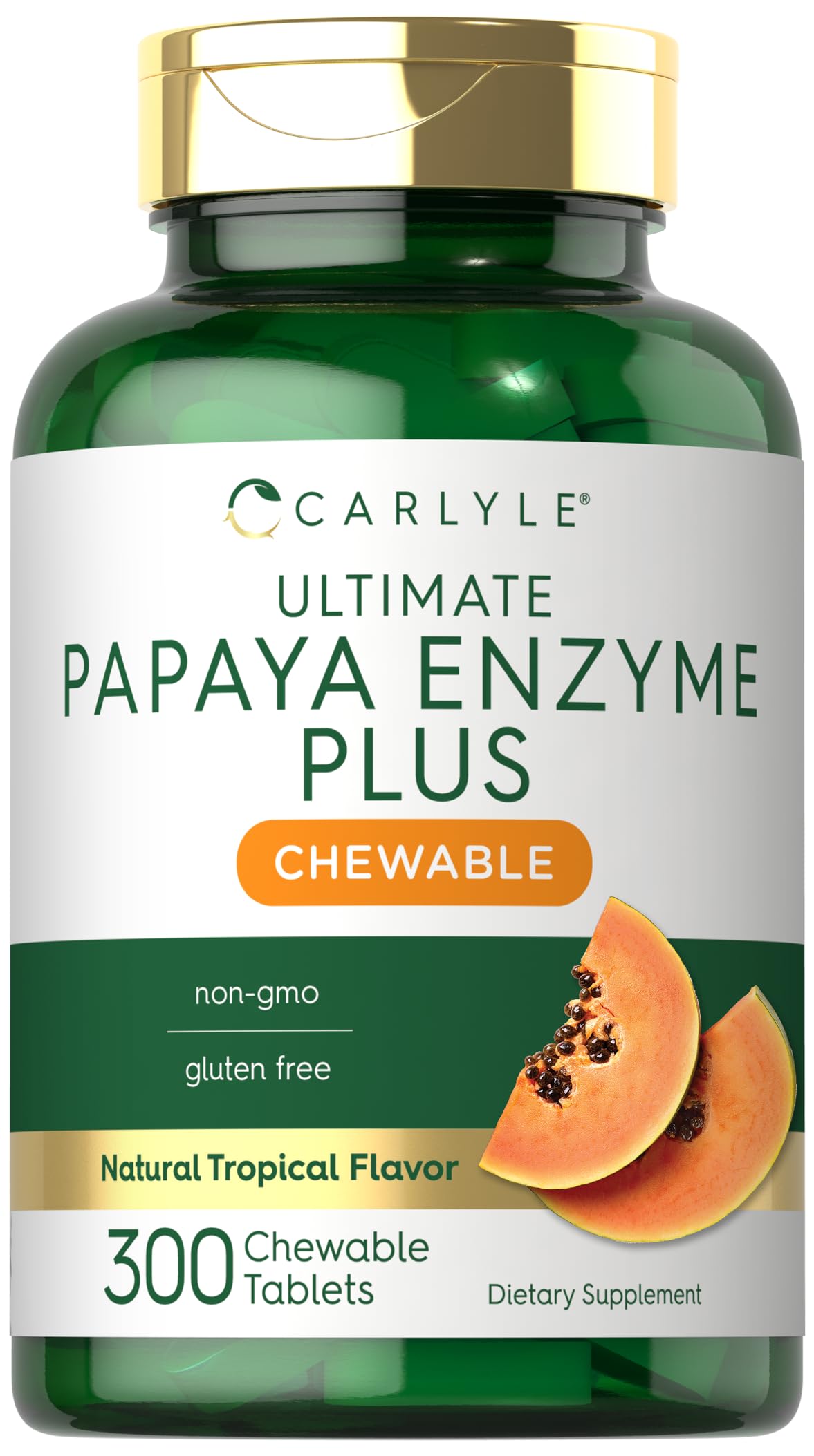 Carlyle Papaya Enzyme Chewable Tablets – Vegetarian, Non-GMO, Gluten Free