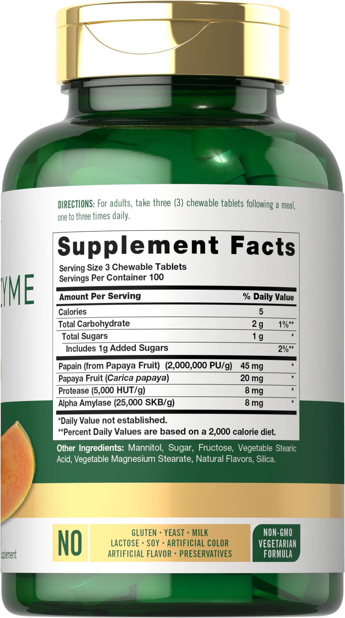 Carlyle Papaya Enzyme Chewable Tablets – Vegetarian, Non-GMO, Gluten Free