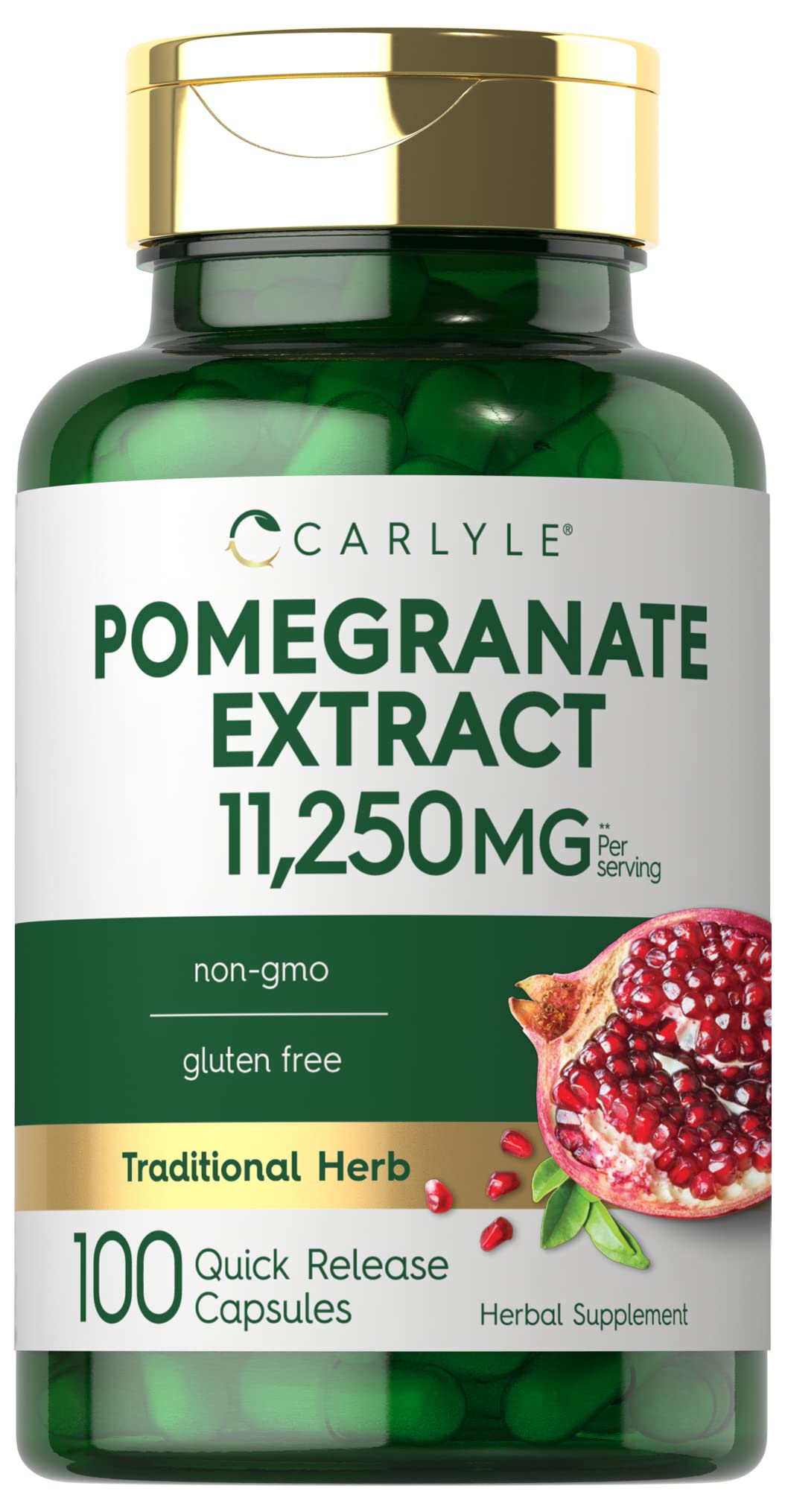 Carlyle Pomegranate Extract | 11250mg | 100 Capsules | Non-GMO, Gluten Free Supplement | Traditional Herb