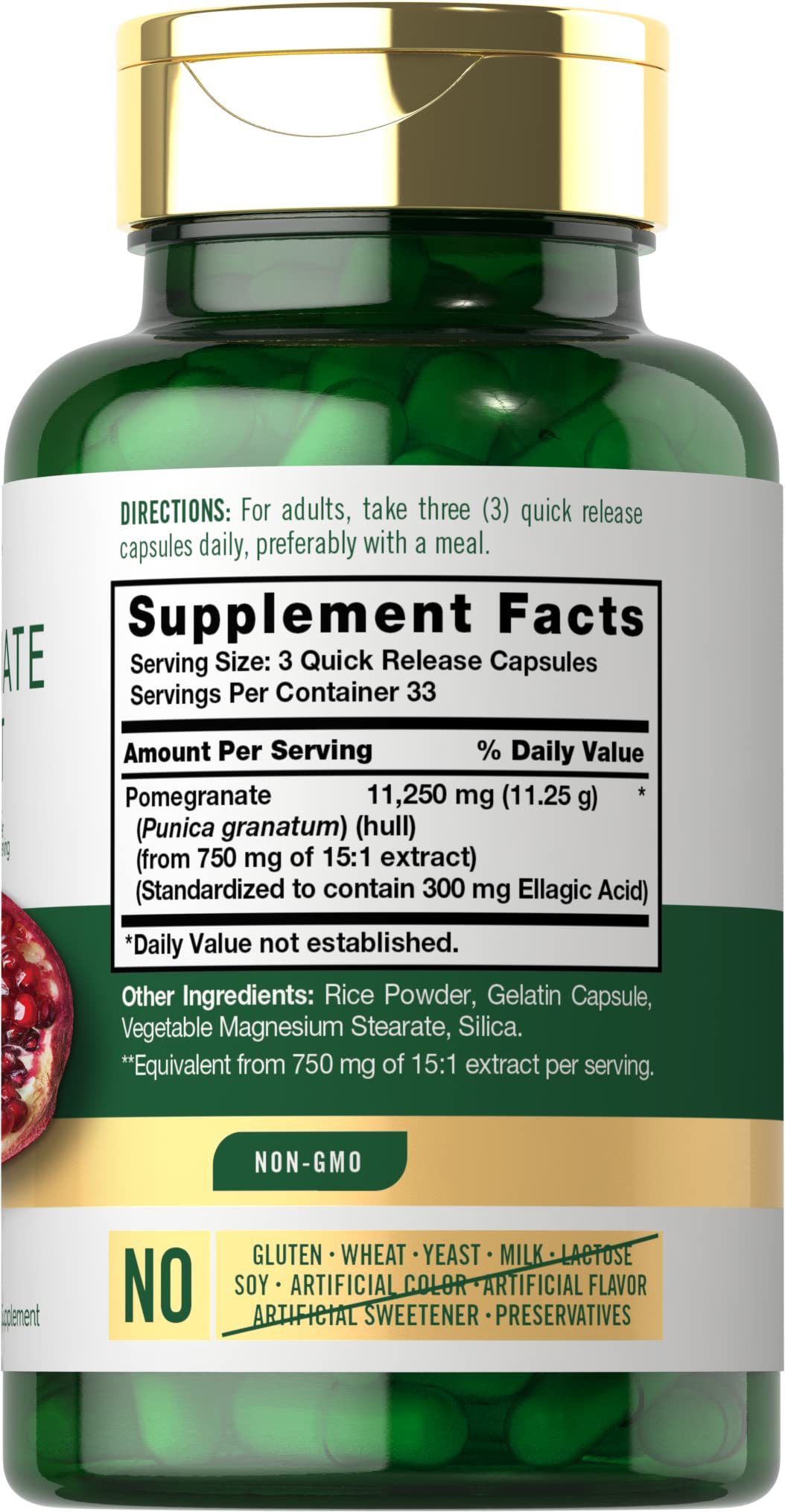 Carlyle Pomegranate Extract | 11250mg | 100 Capsules | Non-GMO, Gluten Free Supplement | Traditional Herb