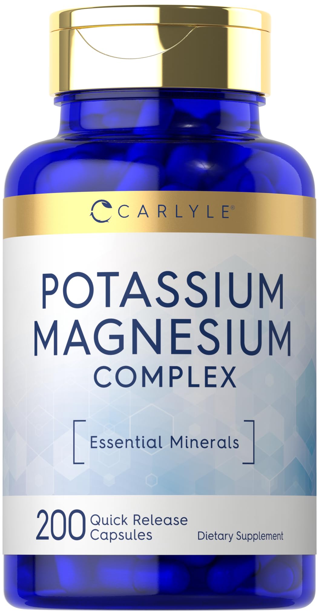 Carlyle Potassium Magnesium Supplement | 200 Count | Non-GMO & Gluten Free Complex
