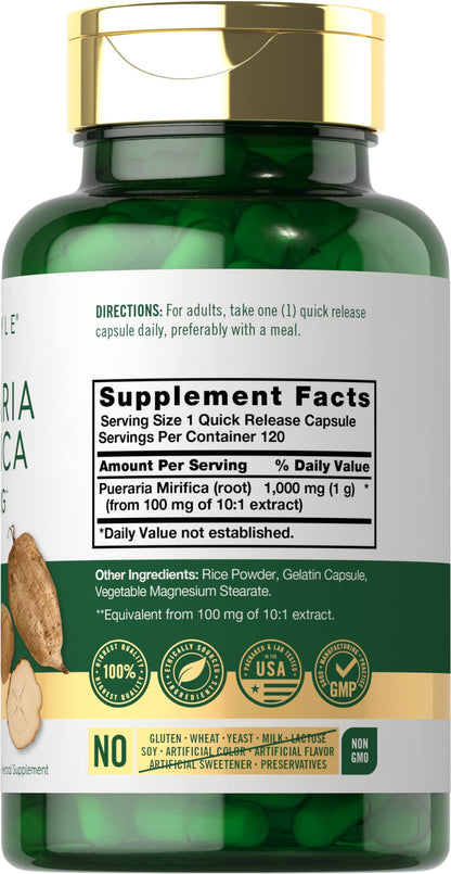 Carlyle Pueraria Mirifica Capsules | 1000mg | 120 Count | Root Extract | Non-GMO & Gluten Free Supplement