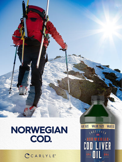 Carlyle Norwegian Cod Liver Oil - 16oz x3 Pack | Unflavored Liquid | Non-GMO & Gluten Free