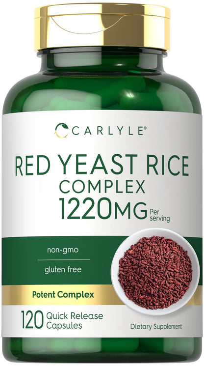 Carlyle Red Yeast Rice Complex 1220mg | 120 Caps | Policosanol | Non-GMO