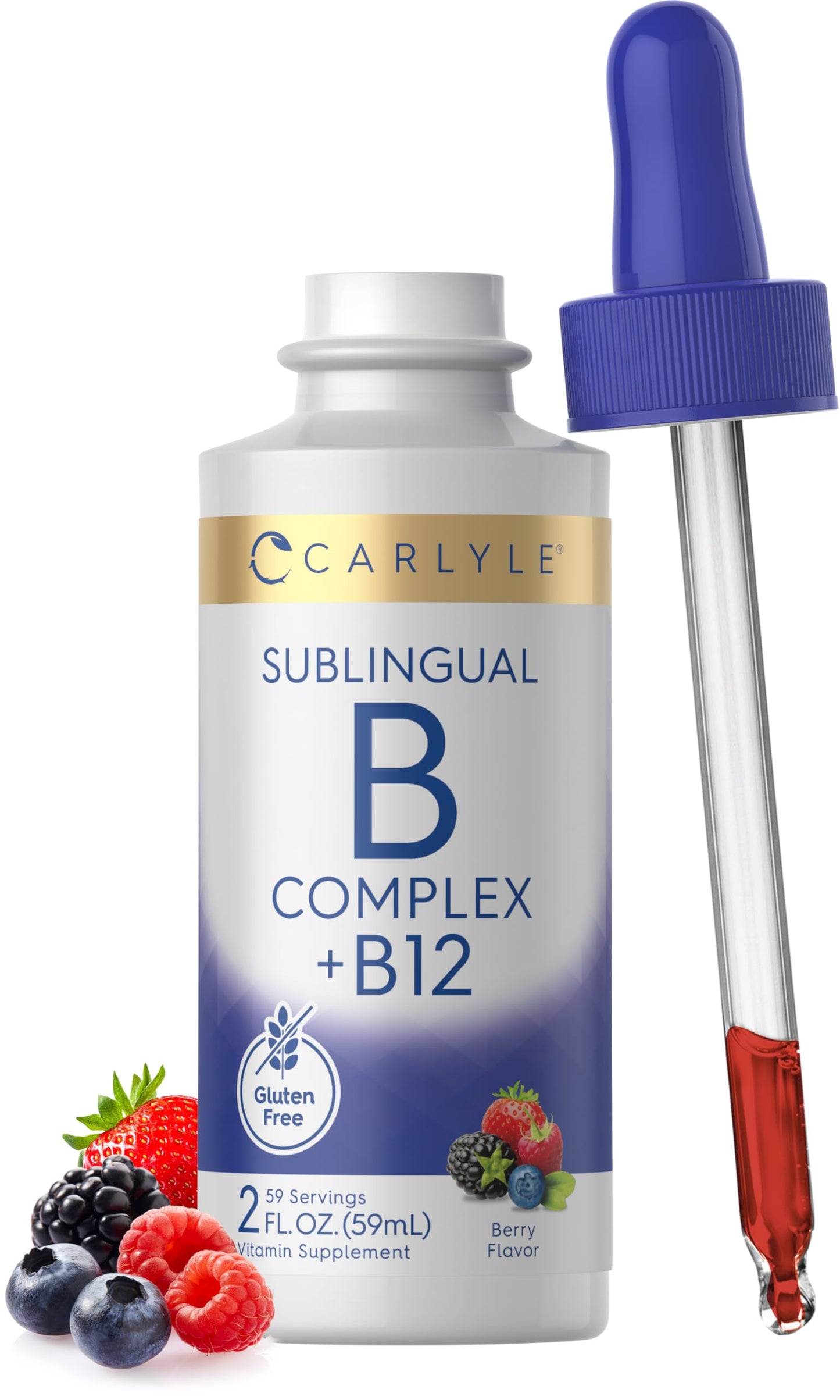 Carlyle Sublingual Vitamin B Complex with B12 – 2 fl oz Berry