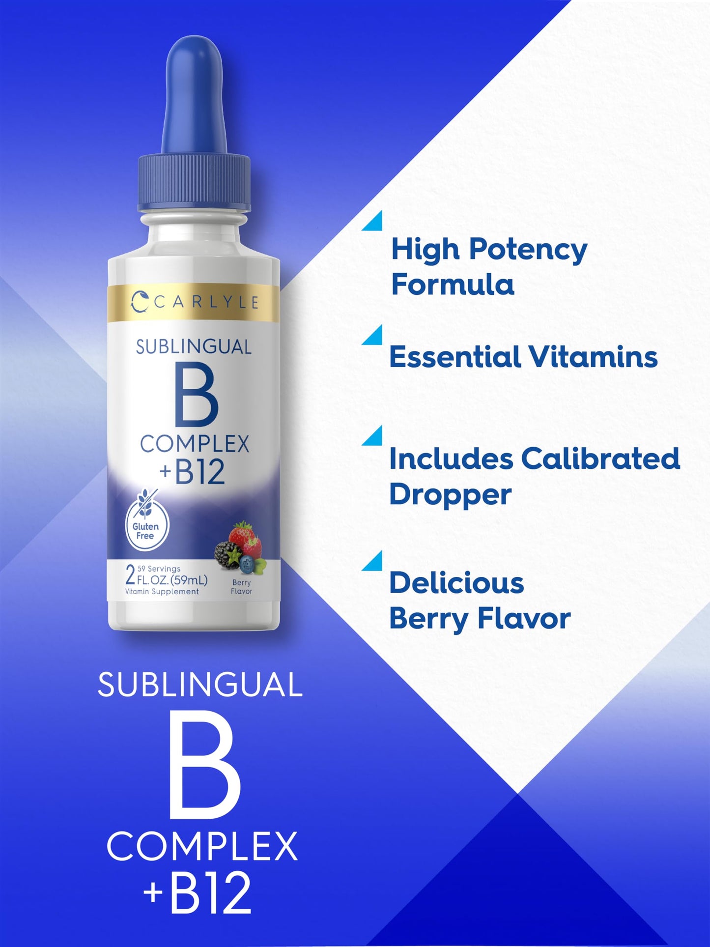Carlyle Sublingual Vitamin B Complex with B12 – 2 fl oz Berry