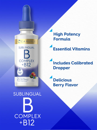 Carlyle Sublingual Vitamin B Complex with B12 – 2 fl oz Berry