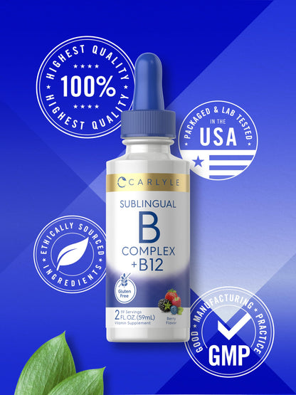 Carlyle Sublingual Vitamin B Complex with B12 – 2 fl oz Berry
