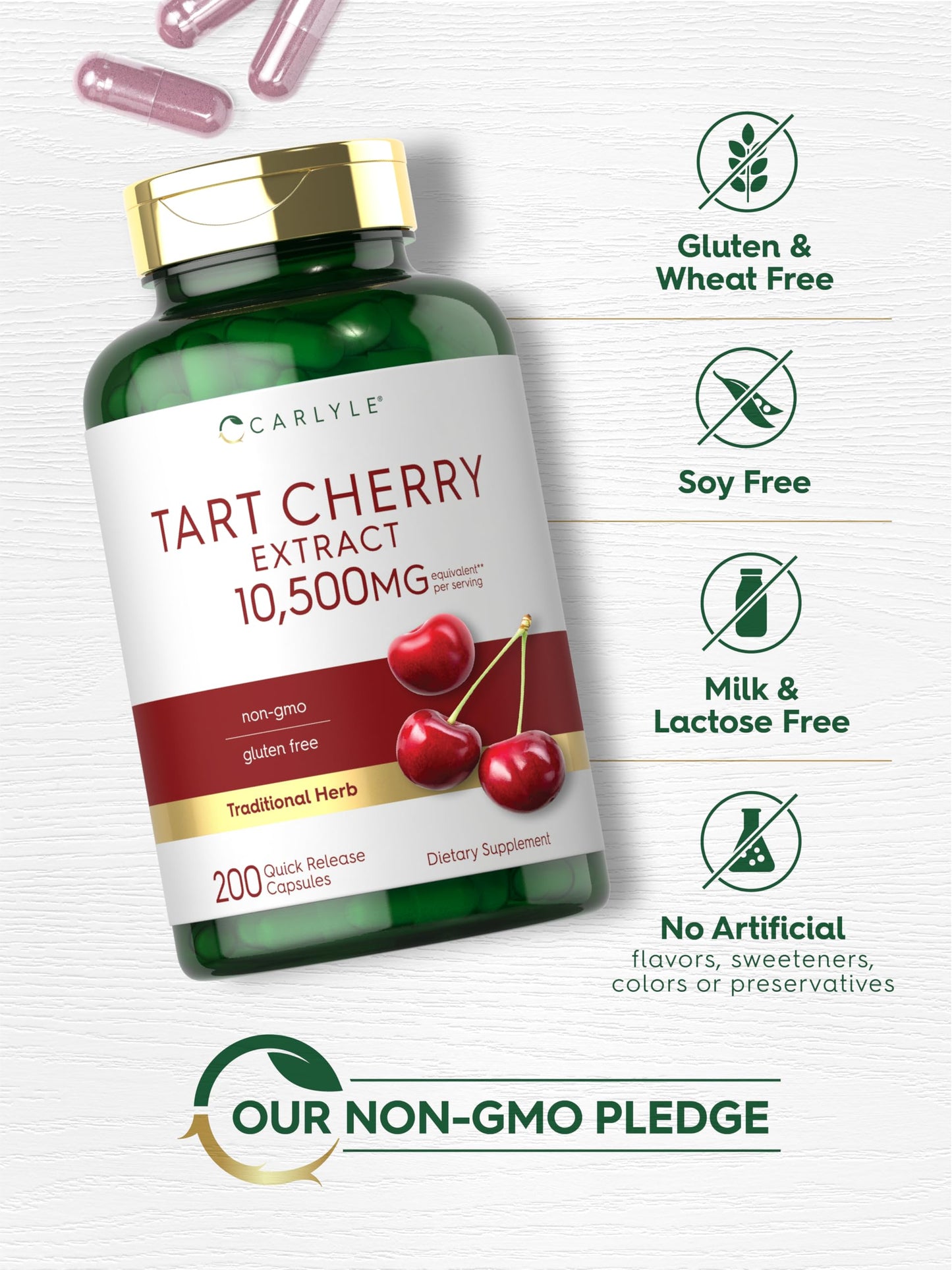 Carlyle Tart Cherry Capsules – 10,500mg, Pack of 2 | Non-GMO, Gluten Free | Tart Cherry Juice Extract