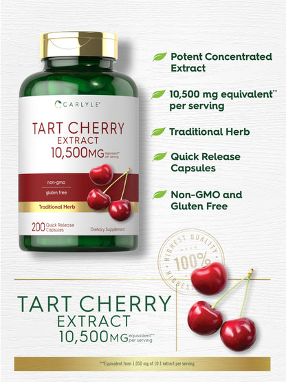 Carlyle Tart Cherry Capsules – 10,500mg, Pack of 2 | Non-GMO, Gluten Free | Tart Cherry Juice Extract