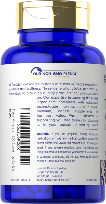 Carlyle Trace Minerals - 200 Tablets | Full Spectrum, Non-GMO & Gluten Free