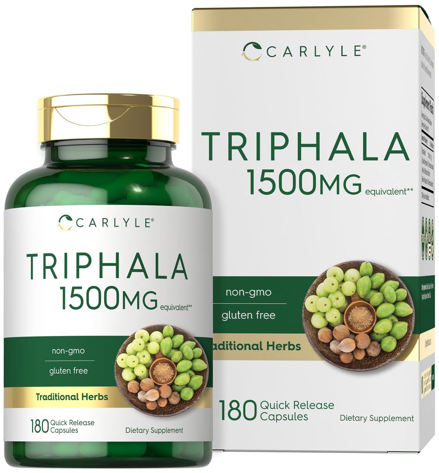 Carlyle Triphala Capsules 1500mg | 180 Count | Herbal Non-GMO Gluten Free