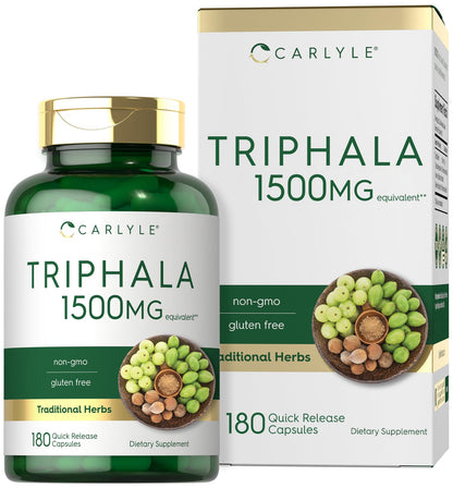 Carlyle Triphala Capsules 1500mg | 180 Count | Herbal Non-GMO Gluten Free