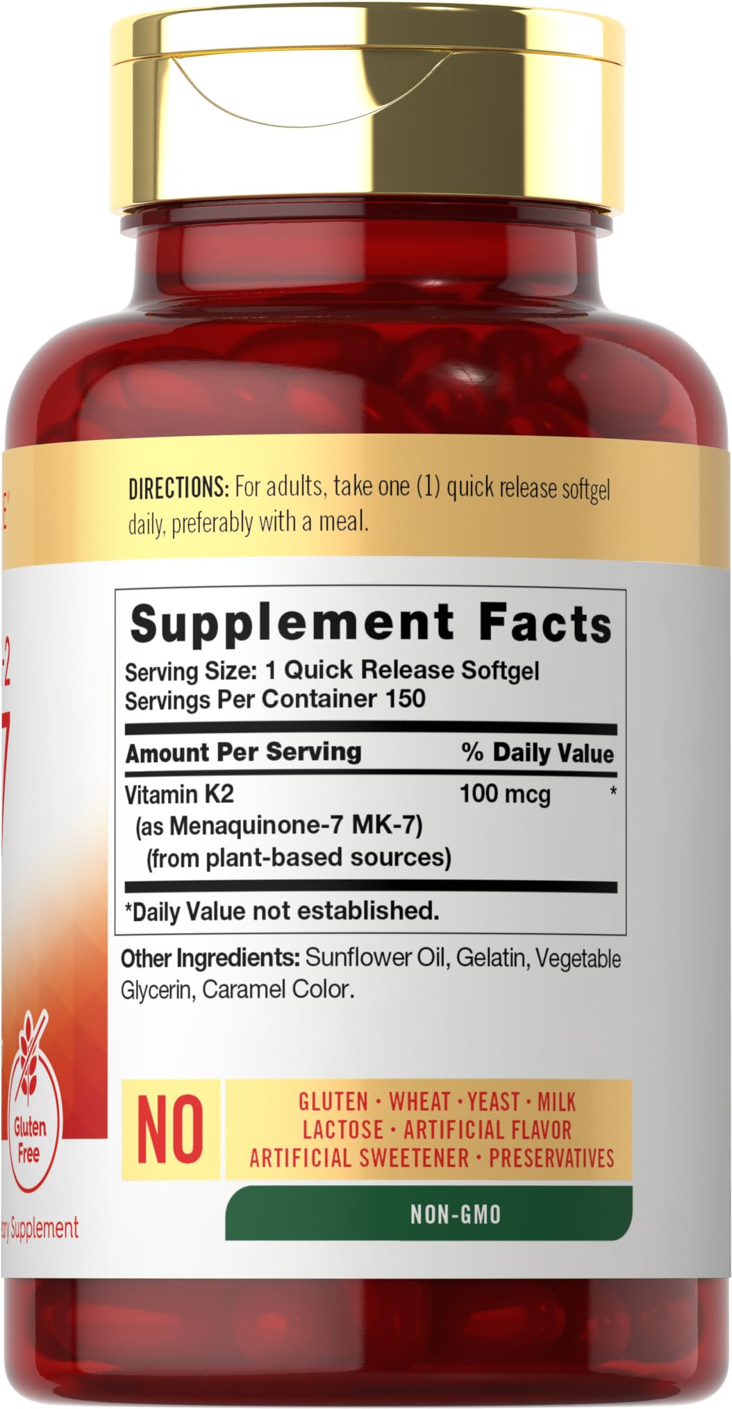 Carlyle Vitamin K2 MK7 100 mcg | 150 Softgels | Non-GMO, Gluten Free