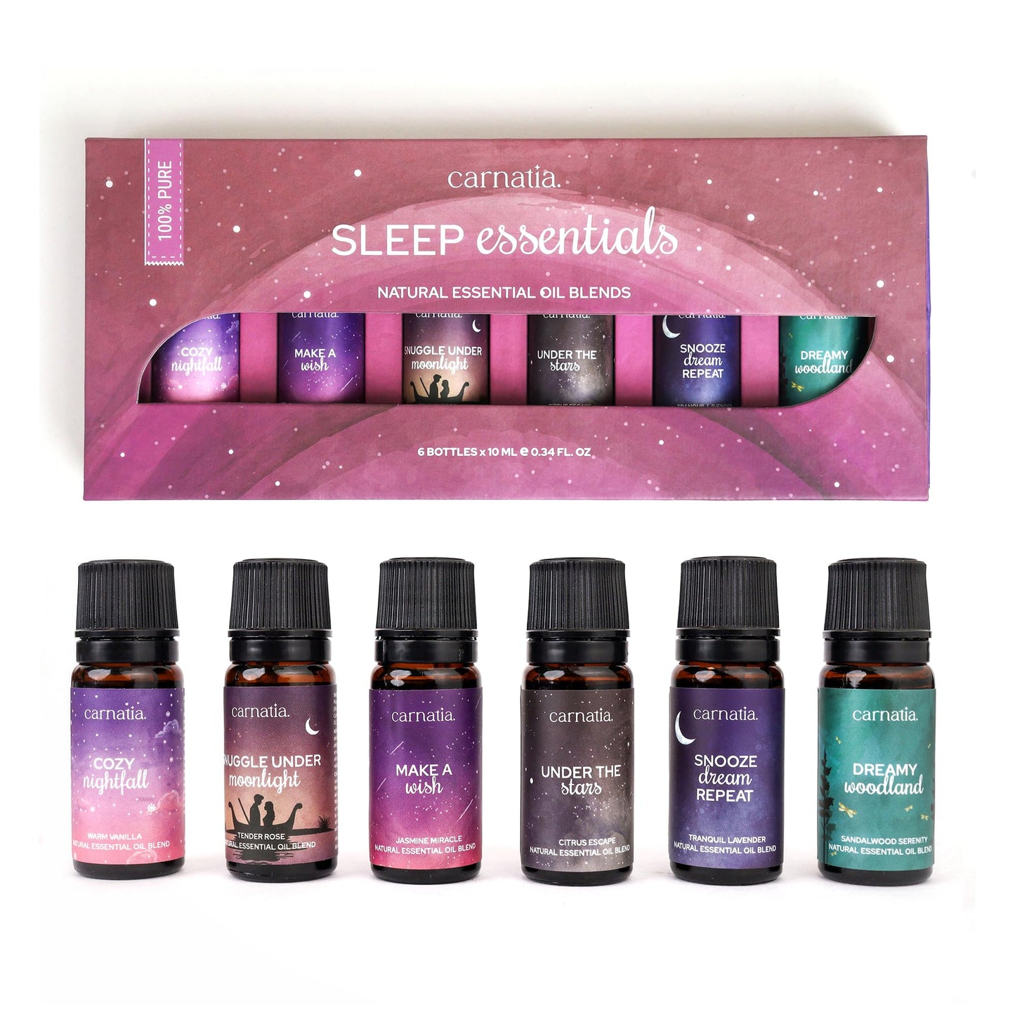 Carnatia Sleep Essentials Essential Oil Set - 6 Calming Blends for Deep Sleep & Relaxation