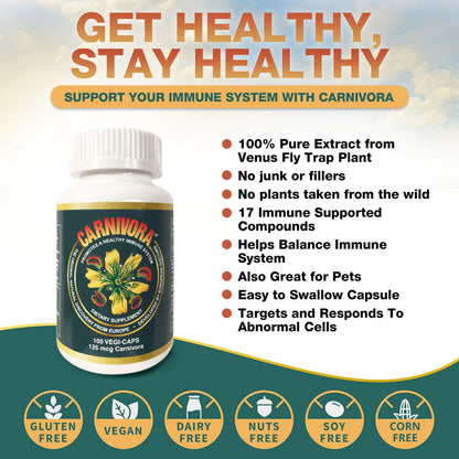 Carnivora Vegi-Caps - Gluten Free, Vegan Capsules for Immune Support (100 Capsules)